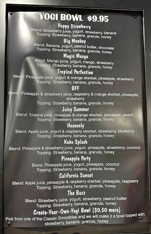 JUJUBAR Menu | Fresh Juices and Healthy Drinks in Riverside